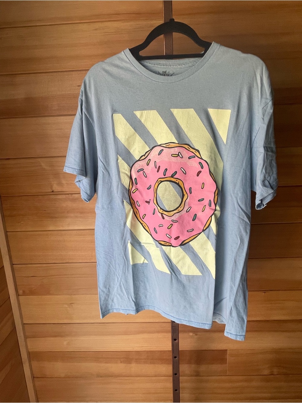 The Young and Wild Graphic Donut Tee Blue and Pink Short Sleeve